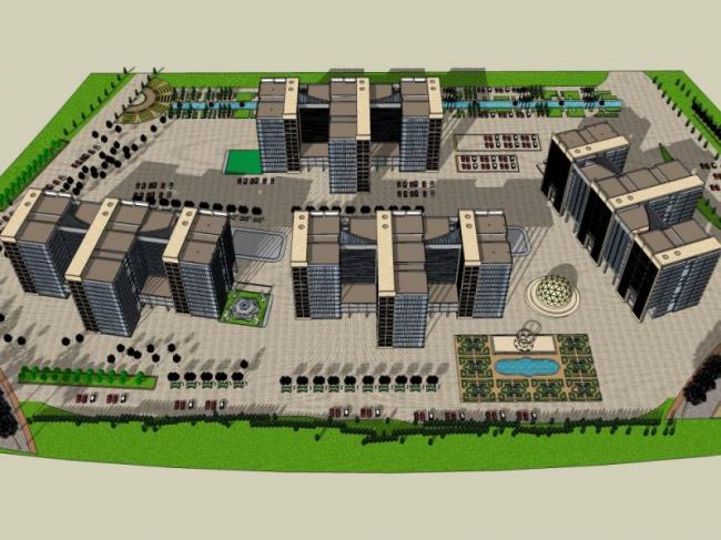 Sketchup办公模型|高层办公楼,现代风格 Sketchup办公模型|高层办公楼,现代风格