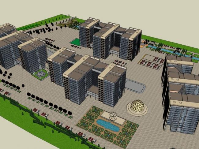 Sketchup办公模型|高层办公楼,现代风格 Sketchup办公模型|高层办公楼,现代风格