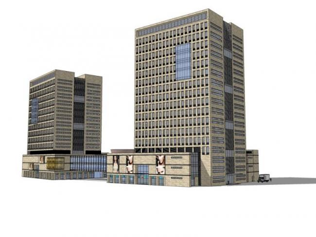 Sketchup办公模型|高层办公楼,现代风格 Sketchup办公模型|高层办公楼,现代风格