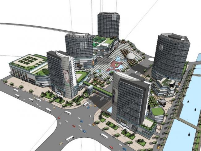 Sketchup综合体模型|超高层商业综合体，住宅，酒店，办公，现代风格-BIM建筑网