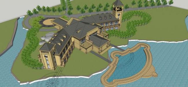 Sketchup酒店模型|会所，现代风格-BIM建筑网