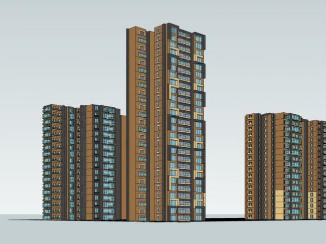 Sketchup住宅模型|高层住宅，现代风格-BIM建筑网