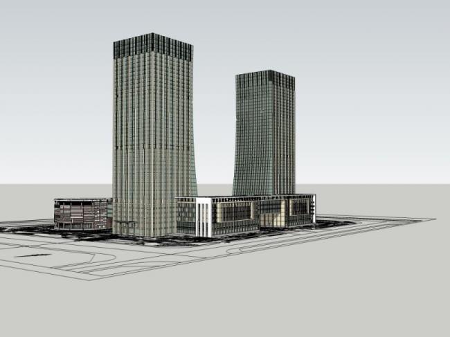 Sketchup办公模型|超高层办公楼,现代风格 Sketchup办公模型|超高层办公楼,现代风格