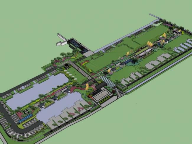 Sketchup景观模型|广场景观,现代中式风格 Sketchup景观模型|广场景观,现代中式风格