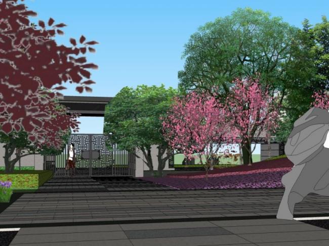 Sketchup景观模型|广场景观,现代中式风格 Sketchup景观模型|广场景观,现代中式风格