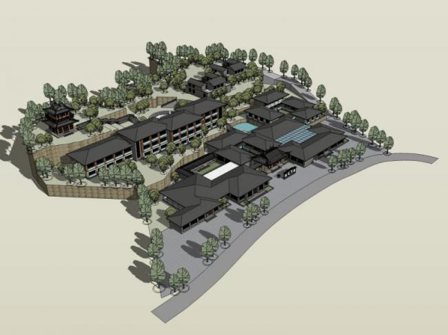 Sketchup酒店模型|低层酒店,中式风格 Sketchup酒店模型|低层酒店,中式风格