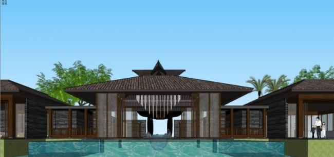 Sketchup酒店模型|多层酒店,中式风格 Sketchup酒店模型|多层酒店,中式风格