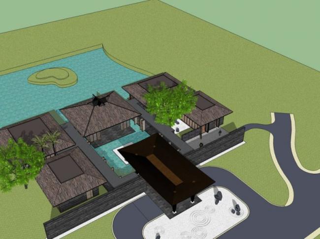 Sketchup酒店模型|多层酒店,中式风格 Sketchup酒店模型|多层酒店,中式风格