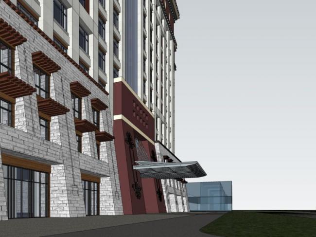 Sketchup办公模型|高层办公楼,藏式风格 Sketchup办公模型|高层办公楼,藏式风格