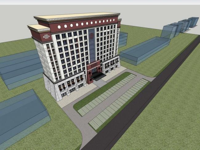 Sketchup办公模型|高层办公楼,藏式风格 Sketchup办公模型|高层办公楼,藏式风格
