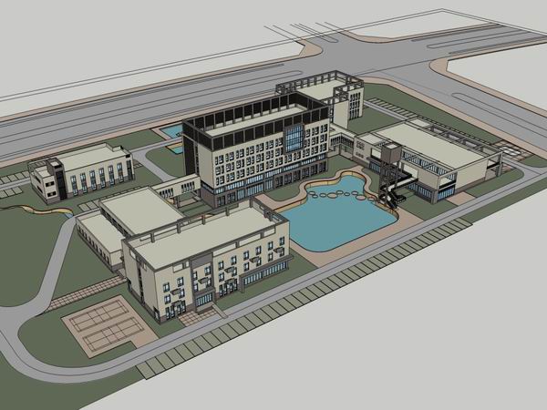 Sketchup办公模型|多层办公楼,现代风格 Sketchup办公模型|多层办公楼,现代风格