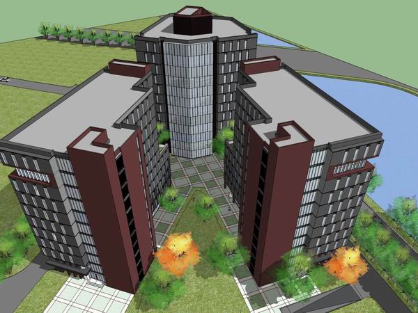 Sketchup办公模型|高层办公楼,现代风格 Sketchup办公模型|高层办公楼,现代风格