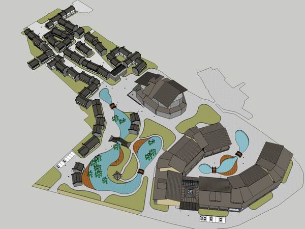 Sketchup商业模型|多层商业街,中式风格 Sketchup商业模型|多层商业街,中式风格