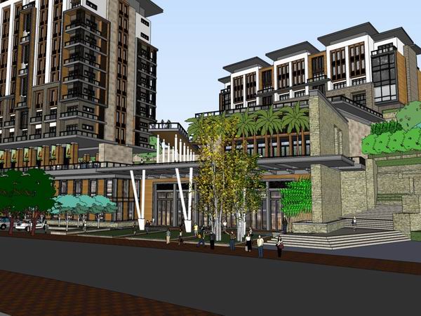 Sketchup酒店模型|多层山地酒店,现代风格 Sketchup酒店模型|多层山地酒店,现代风格