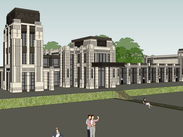 Sketchup酒店模型|多层酒店,古典风格 Sketchup酒店模型|多层酒店,古典风格