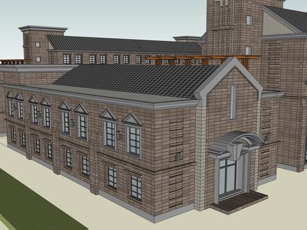 Sketchup办公模型|多层办公楼,古典风格 Sketchup办公模型|多层办公楼,古典风格