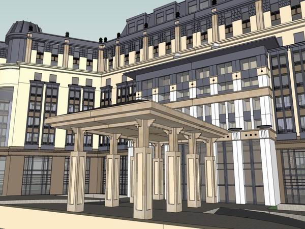 Sketchup酒店模型|多层酒店,古典风格 Sketchup酒店模型|多层酒店,古典风格