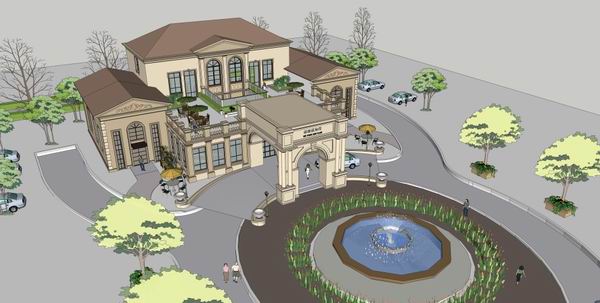 Sketchup商业模型|多层商业会所,古典风格 Sketchup商业模型|多层商业会所,古典风格