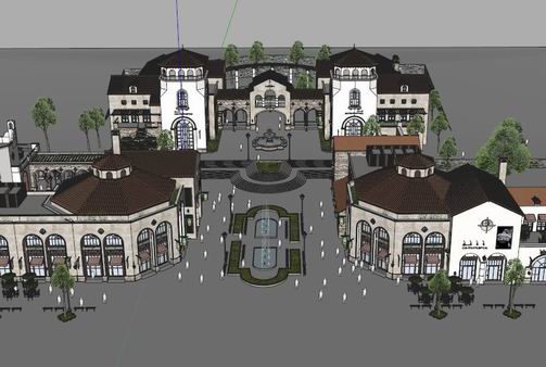 Sketchup商业模型|多层商业街,古典风格 Sketchup商业模型|多层商业街,古典风格