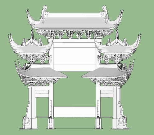 Sketchup小品模型|牌坊,中式风格,小品 Sketchup小品模型|牌坊,中式风格,小品