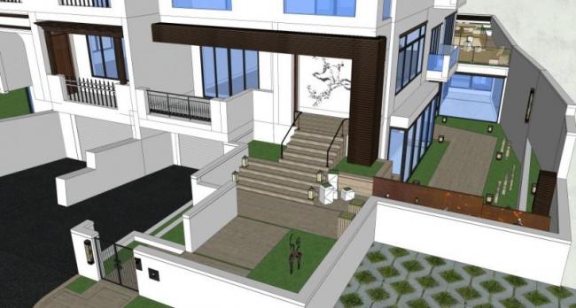 Sketchup景观模型|庭院景观,现代中式风格 Sketchup景观模型|庭院景观,现代中式风格