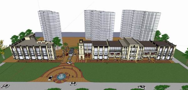 Sketchup商业模型|多层沿街商业,古典风格 Sketchup商业模型|多层沿街商业,古典风格