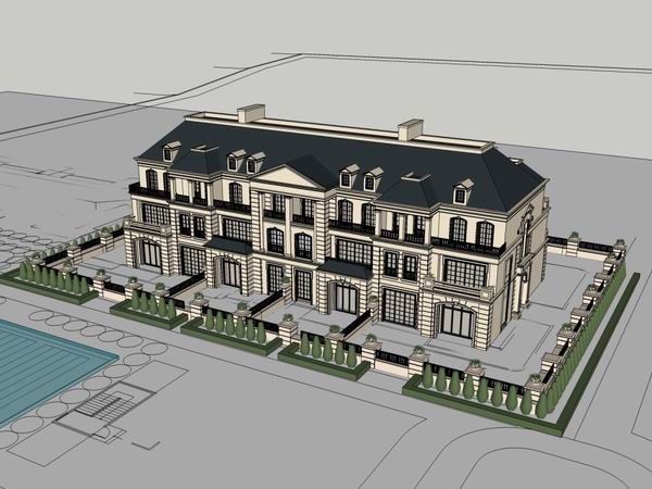 Sketchup住宅模型|多层住宅会所,古典风格 Sketchup住宅模型|多层住宅会所,古典风格