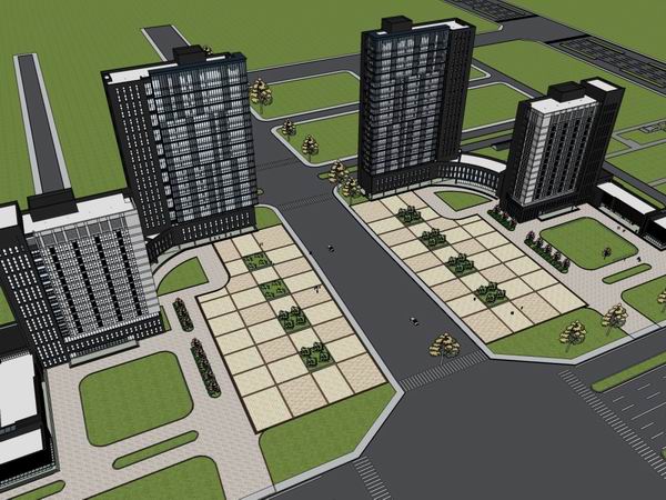 Sketchup办公模型|高层办公楼,现代风格 Sketchup办公模型|高层办公楼,现代风格