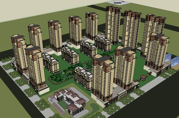 Sketchup住宅模型|高层住宅，多层住宅，古典风格-BIM建筑网