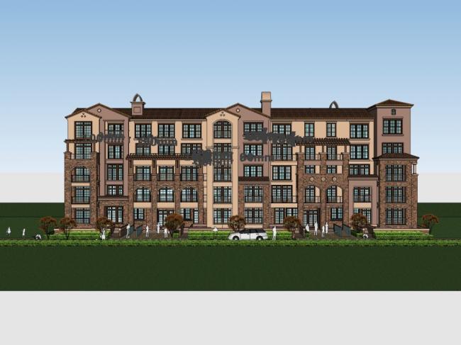 Sketchup住宅模型|多层住宅小区,古典风格 Sketchup住宅模型|多层住宅小区,古典风格