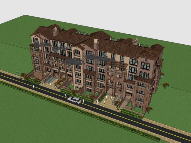 Sketchup住宅模型|多层住宅小区,古典风格 Sketchup住宅模型|多层住宅小区,古典风格
