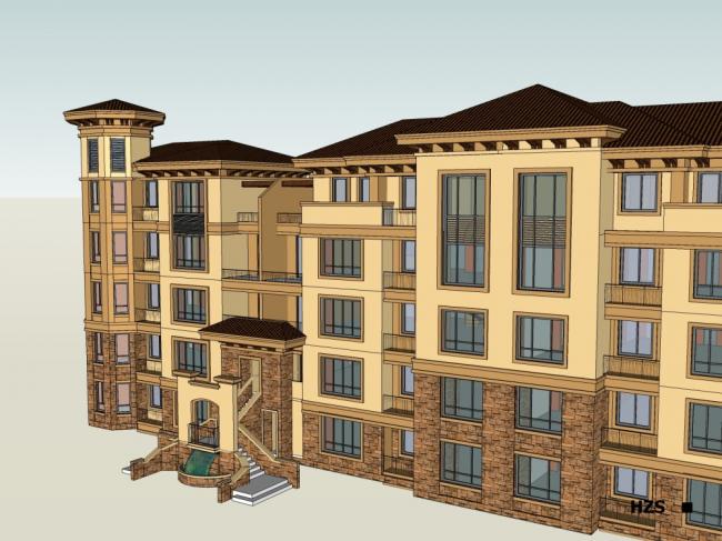 Sketchup住宅模型|多层公寓住宅,古典风格 Sketchup住宅模型|多层公寓住宅,古典风格