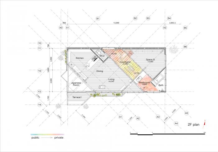 BIM建筑|神户“帽盒”之家,旋转45度的平面 BIM建筑|神户“帽盒”之家,旋转45度的平面
