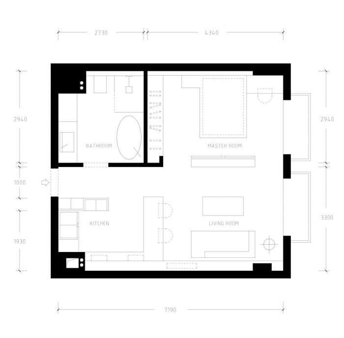 BIM建筑|46㎡北京旧房改造,90后单身女孩极简空间 / 无名创想联盟 BIM建筑|46㎡北京旧房改造,90后单身女孩极简空间 / 无名创想联盟
