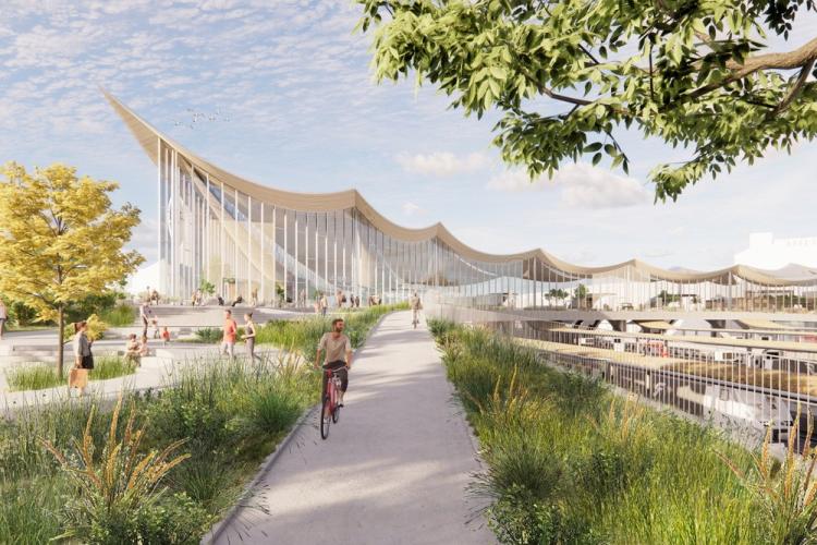 BIM建筑|用一叶屋顶整合的交通枢纽/BIG BIM建筑|用一叶屋顶整合的交通枢纽/BIG