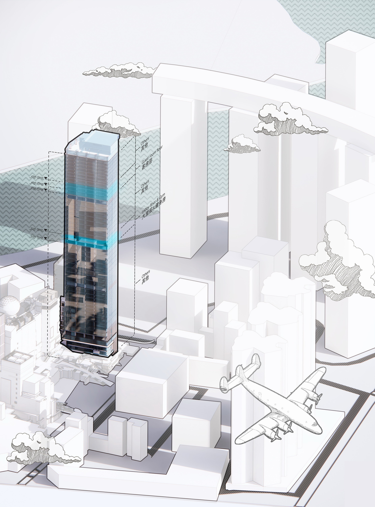 BIM建筑|ISEYA 浮云高空酒店【朝天门旗舰店】/布道空间设计 BIM建筑|ISEYA 浮云高空酒店【朝天门旗舰店】/布道空间设计