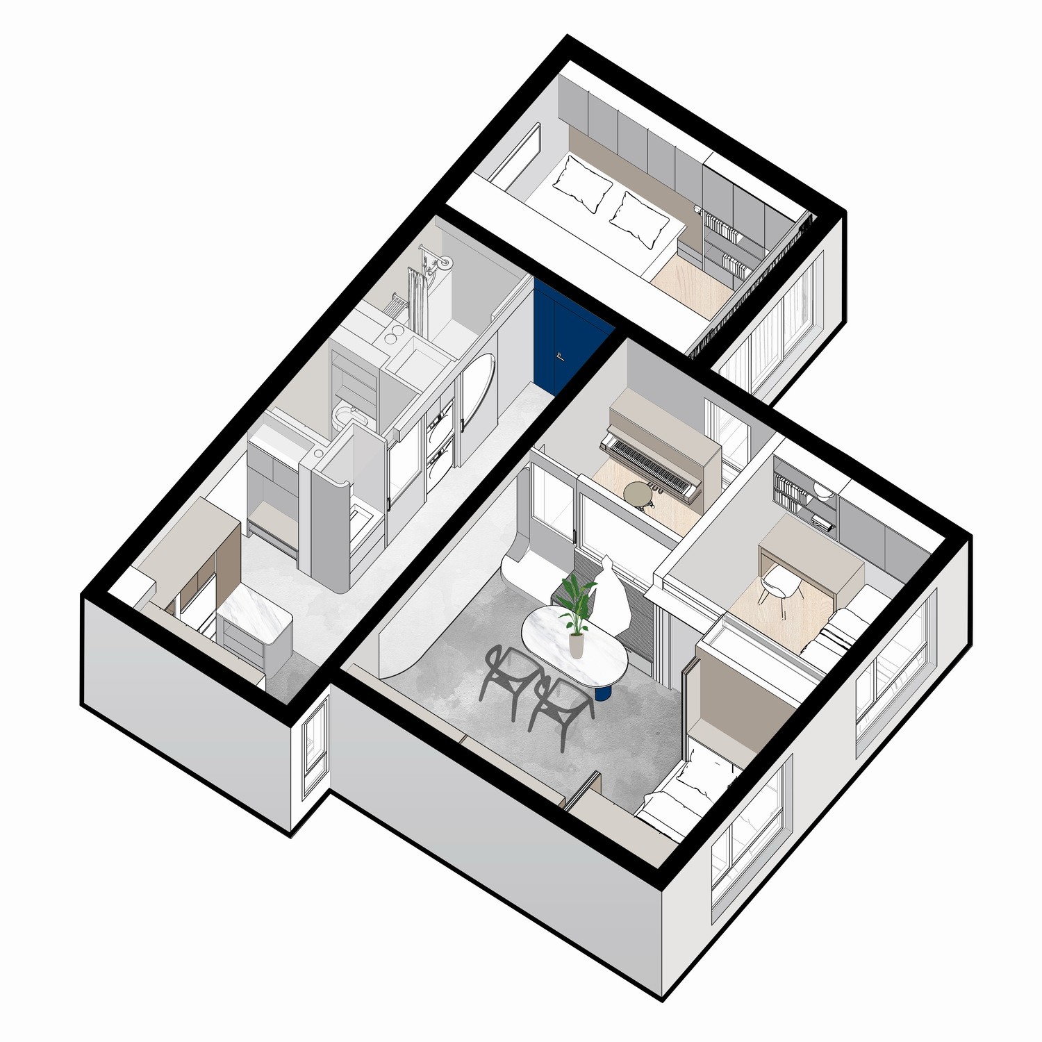 BIM建筑|「 蓝境 」克莱因蓝下的流线型音乐之家/戏构建筑设计工作室 BIM建筑|「 蓝境 」克莱因蓝下的流线型音乐之家/戏构建筑设计工作室