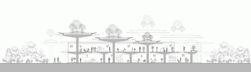 BIM建筑|日常风景下自然生长的空间:“伞之丘”生活方式集合店 / line+建筑事务所+gad BIM建筑|日常风景下自然生长的空间:“伞之丘”生活方式集合店 / line+建筑事务所+gad