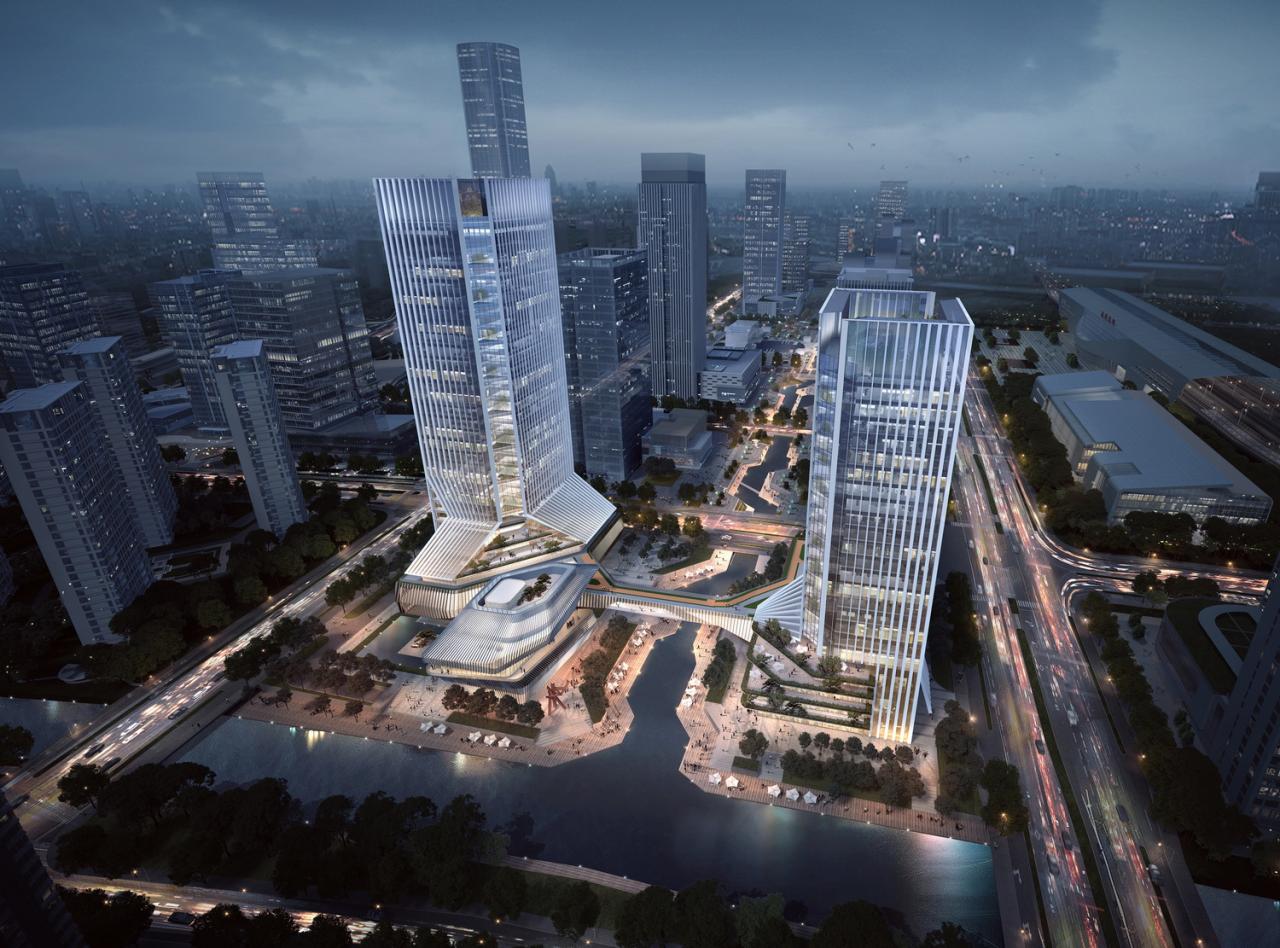 BIM建筑|GEN方案 | 一桥两相望:苏州高铁新城双子塔 BIM建筑|GEN方案 | 一桥两相望:苏州高铁新城双子塔