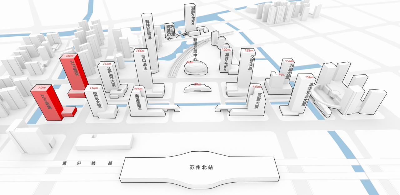 BIM建筑|GEN方案 | 一桥两相望:苏州高铁新城双子塔 BIM建筑|GEN方案 | 一桥两相望:苏州高铁新城双子塔