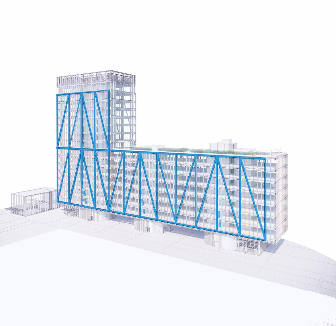 BIM建筑|蓝色‘骨头’,EXO 办公大楼 / Shay Cleary Architects BIM建筑|蓝色‘骨头’,EXO 办公大楼 / Shay Cleary Architects